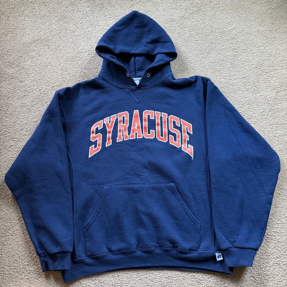 Y2K Russell Athletic Syracuse Hoodie Men's Large Blue Baggy Collegiate